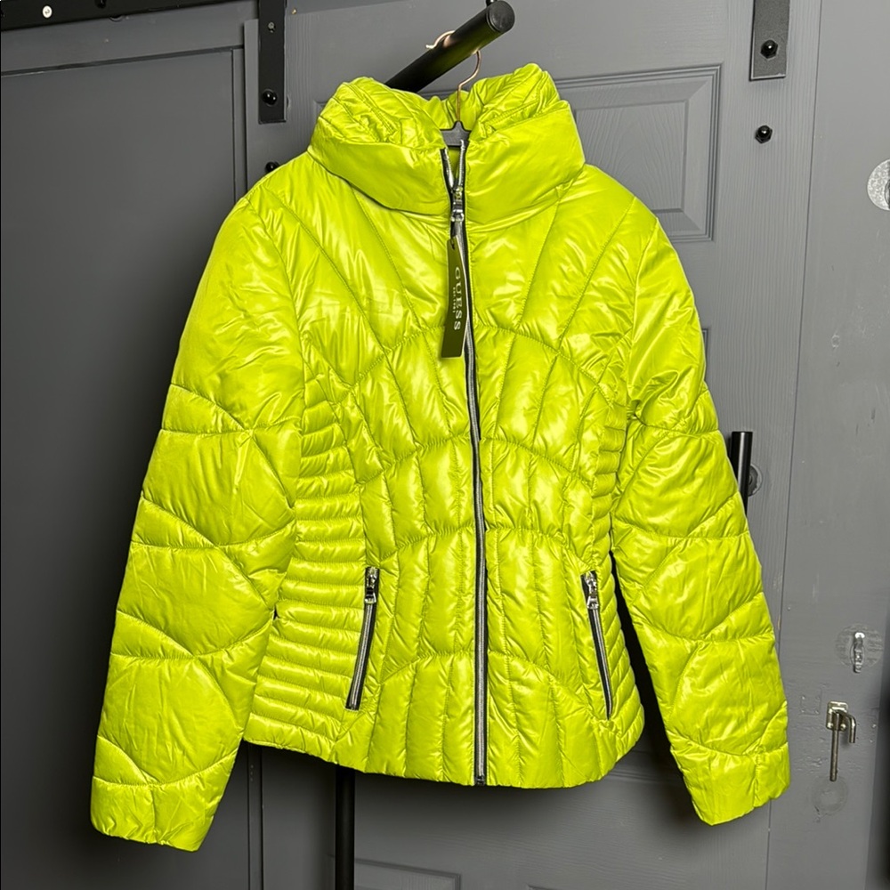Guess Women’s Lime Green Puffer Jacket Small